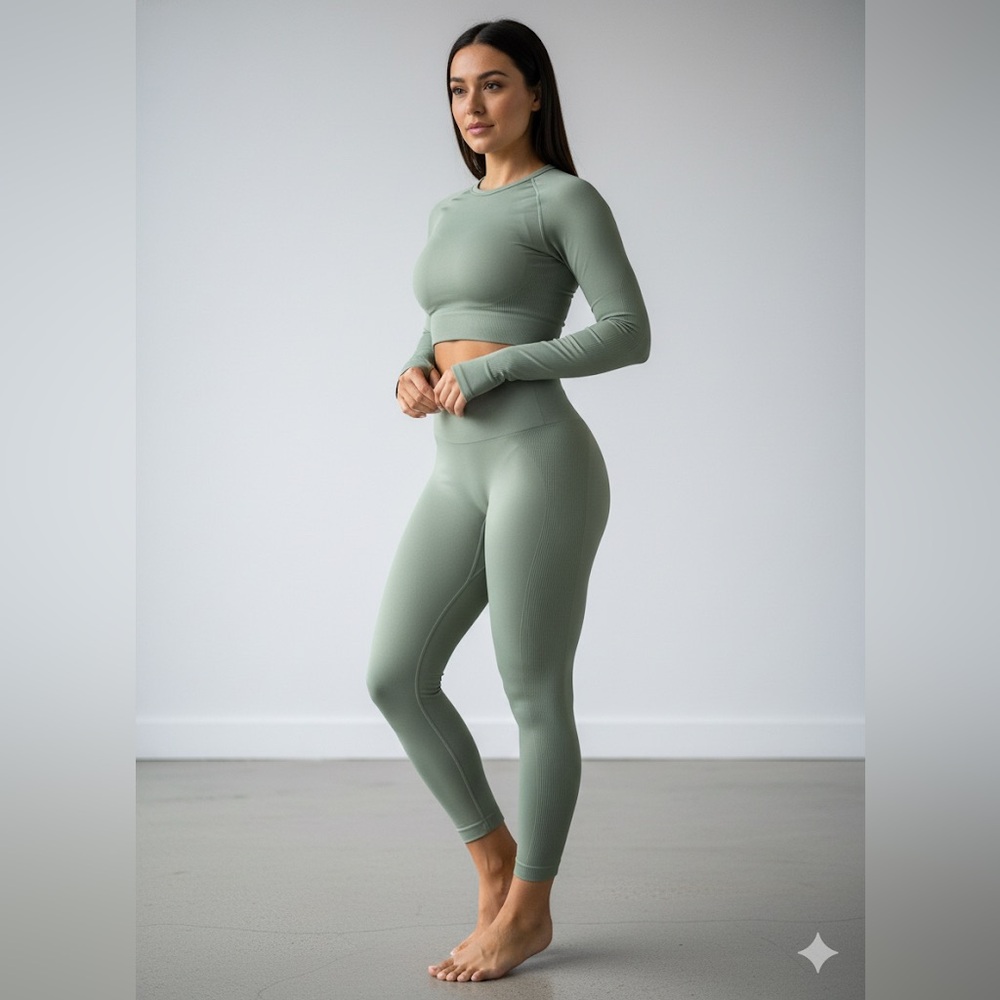 💚SET ACTIVE Sage Green Sport Leggings Sculptflex Ankle Crop XL Athleisure